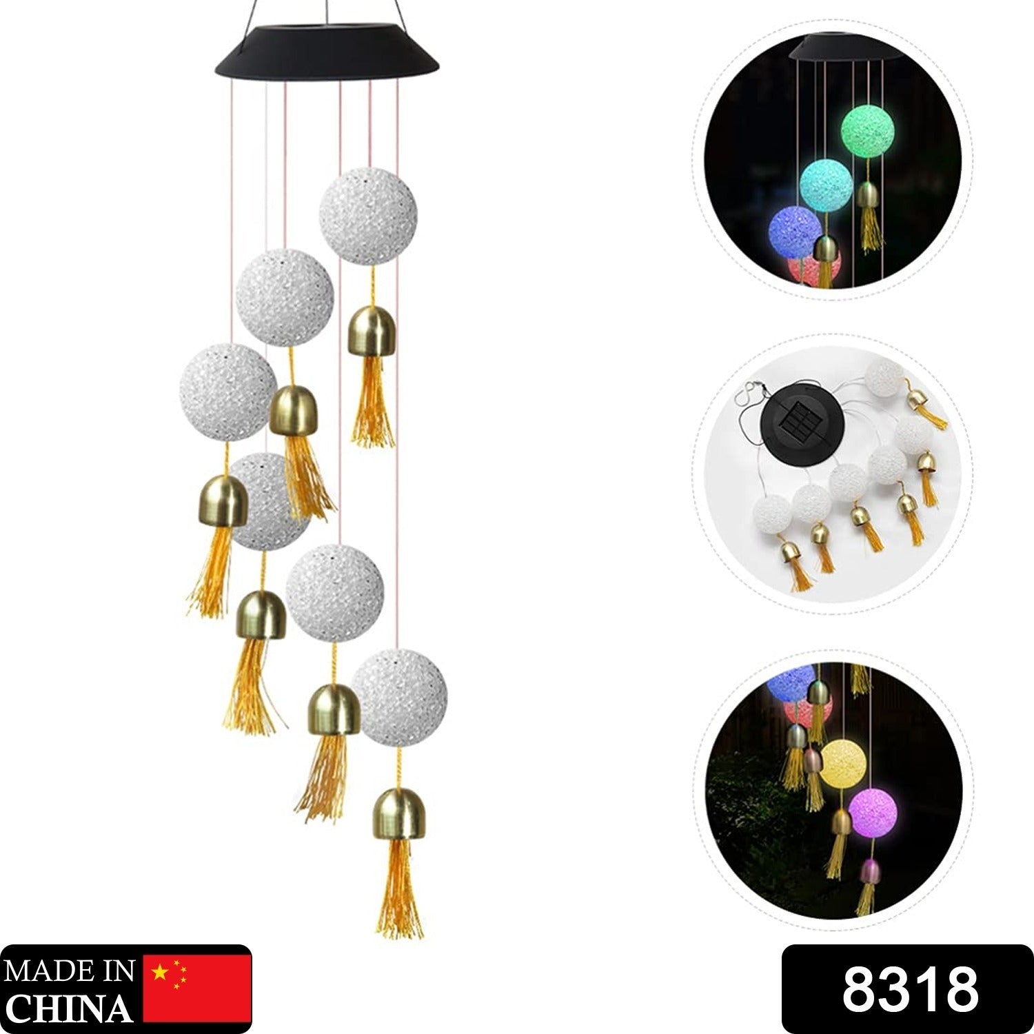 8318 Solar Crystal Ball Wind Chime, Color Changing Solar Powered LED Hanging Wind Chime Light Mobile for Patio Yard Garden Home Outdoor Night Decor, Gifts 8318 Solar Crystal Ball Wind Chime, Color Changing Solar Powered LED Hanging Wind Chime Light Mobile for Patio Yard Garden Home Outdoor Night Decor, Gifts